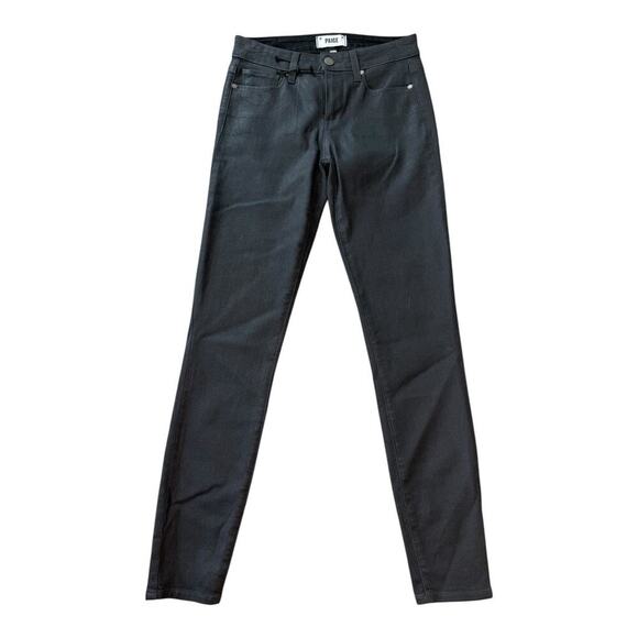 Paige Verdugo Ankle Skinny‎ Jeans Women's Size 2 (25) Black Coated Mid Rise NWOT - Picture 1 of 7